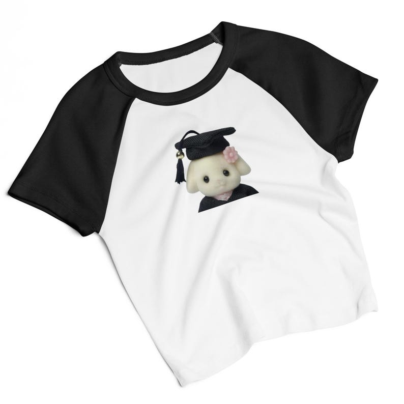 Sylvanian Families Raglan Baby Tee, Calico Critters Shirt, Kawaii Bunny Colorful, Cute Grad Top, Soft Girl Y2K Fitted Tank
