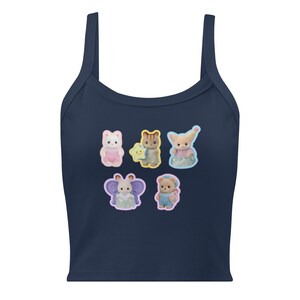 Sylvanian Families Tank Top, Calico Critters Baby Tee, Kawaii Bunny Tank, Cute Cottagecore Top, Soft Girl Y2K Fitted Tank