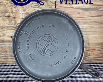 Sartén Griswold con logotipo grande n.° 9 restaurada