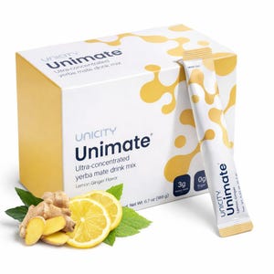 Unicity unimate Yerba Mate Drink Mix | Natural Lemon Flavor, 30 Sachets