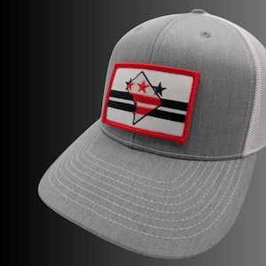 Trucker Hat with Swappable DC Flag Patch - Richardson 112 - Washington DC Statehood - Velcro Hat Patch