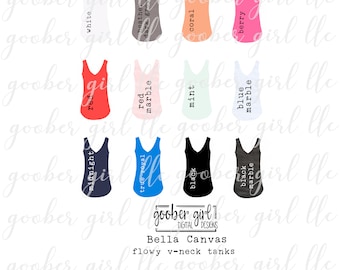 Digital Design, Bella Canvas Flowy V-neck Tank Color Chart, Digital Download, PNG File, 300 ppi