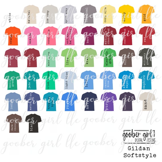 Gildan Softstyle T-shirt Color Chart Digital Download PNG - Etsy