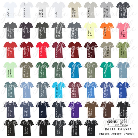 Download Bella Canvas Unisex Jersey V Neck Color Chart Digital Etsy