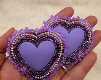 Purple Daisy Hearts Earrings