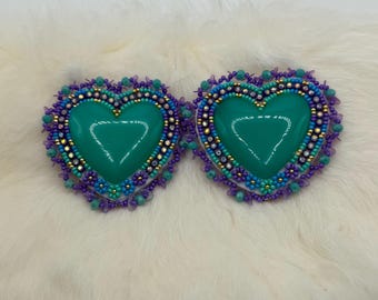Turquoise Resin Heart Earrings