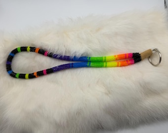 Black & Neon Beaded Wristlet