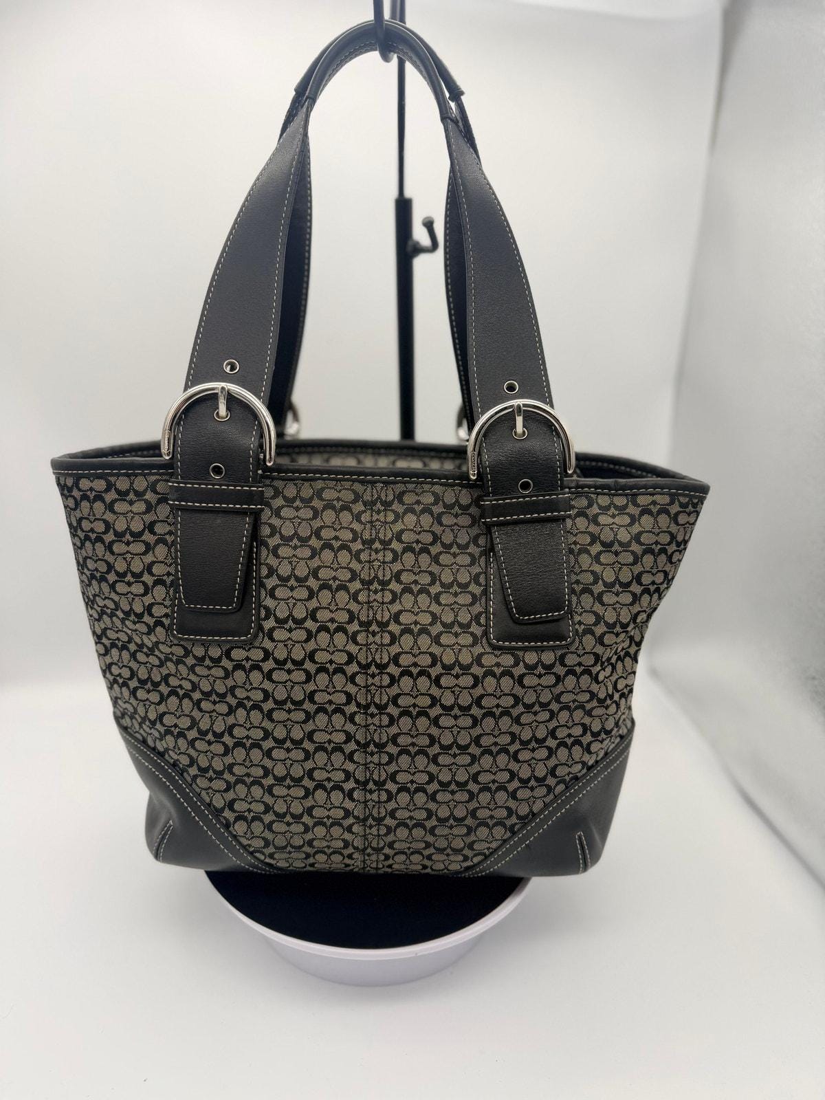 Vintage Coach Soho Signature Tote Bag – Black Grey Y2K Canvas