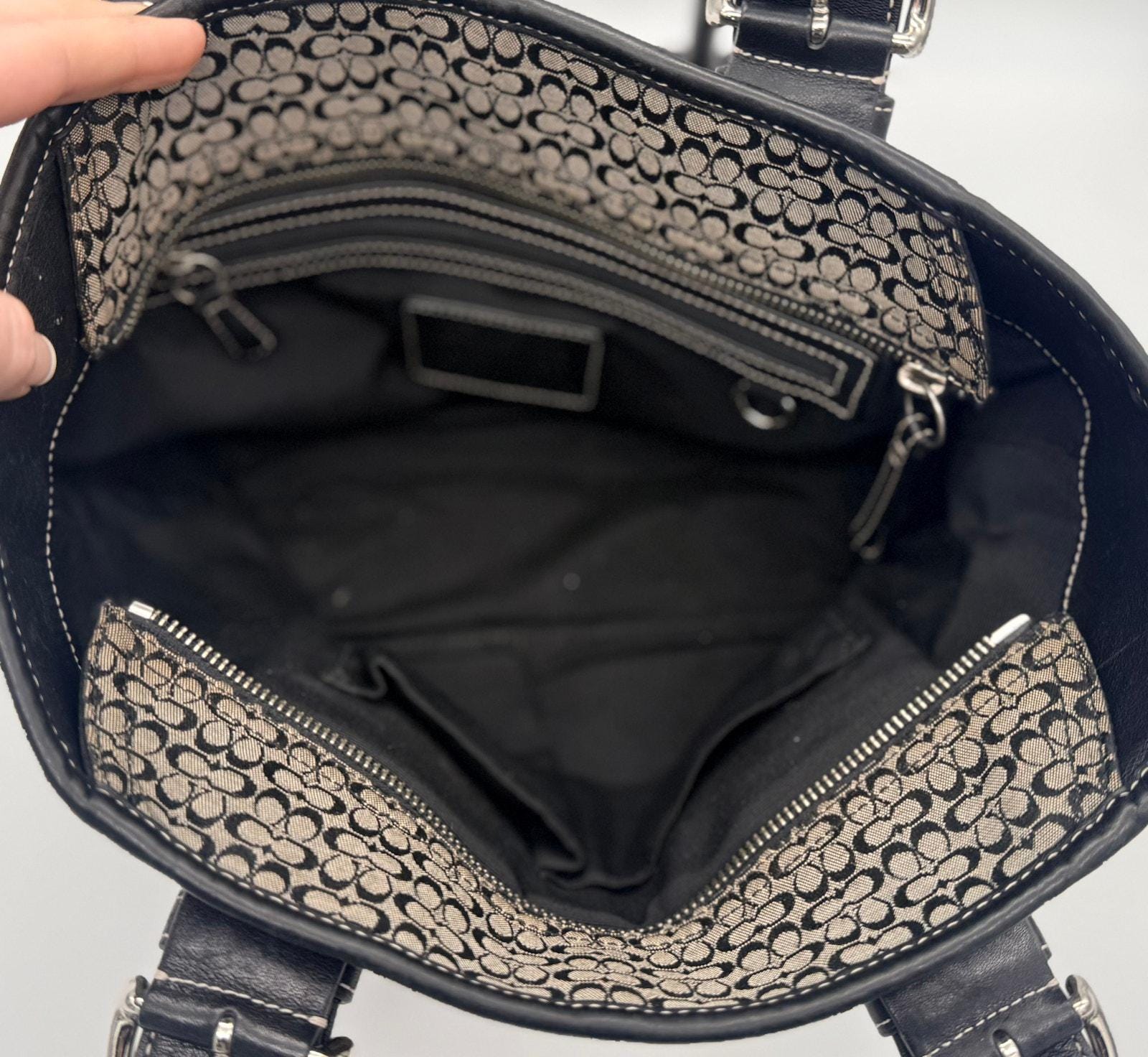 Vintage Coach Soho Signature Tote Bag – Black Grey Y2K Canvas