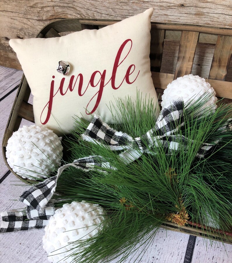 Jingle Christmas Pillow Mini Pillow Small Christmas Pillow Etsy