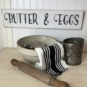Butter and Eggs. Wooden Sign, Farmhouse Sign, White Distressed, Farmhouse Kitchen. Kitchen Decor,Farmhouse and Vintage Inspired Decor