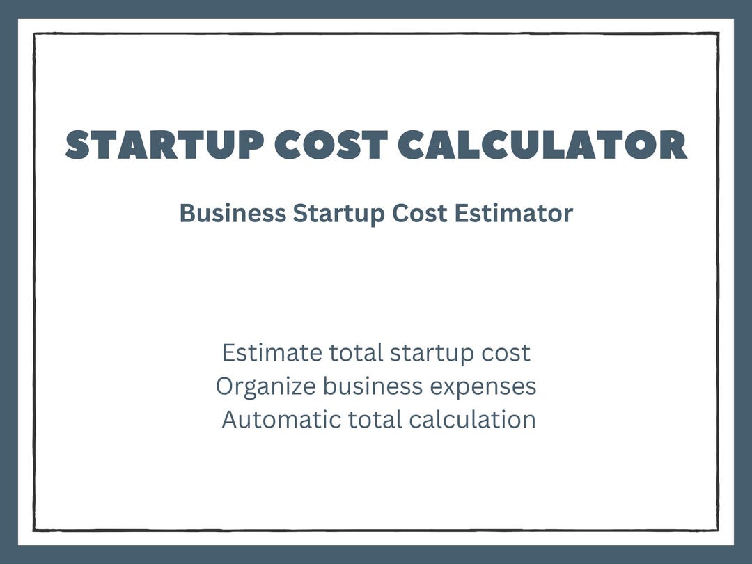 Startup Cost Calculator Spreadsheet | Business Budget Template (digital ...