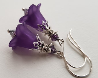 Purple Earrings - Flower Earrings - Floral Earrings - Woodland Earrings - Boho Earrings - Dangle Drop Earrings - Light Earrings