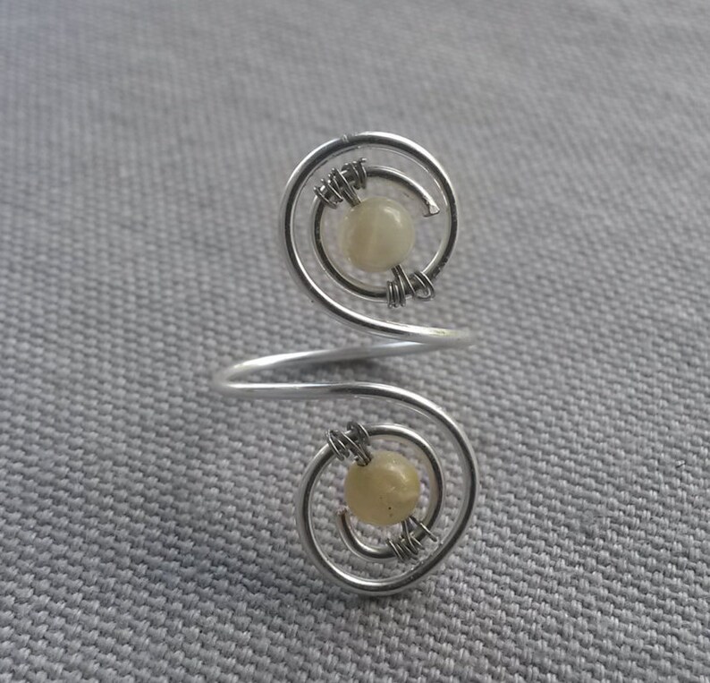 Toe ring with Jade Wire Wrapped Adjustable toe ring Gemstone Etsy