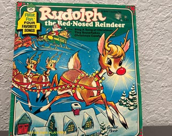 Vintage Rudolph Red-Nosed Reindeer 45 RPM Vinyl-Schallplatte Peter Pan X-51 EP