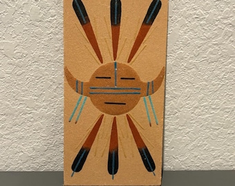 Vintage Navajo Sand Art Sun God Wall Decor Board
