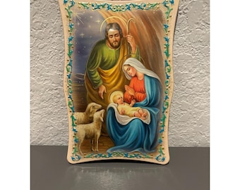 Placa vintage usada da Sagrada Família - para pendurar na parede - fabricada na Itália