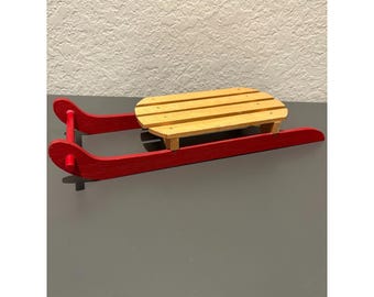 Vintage houten slee decoratie kerstvakantie decor rustiek 12" lang gebruikt