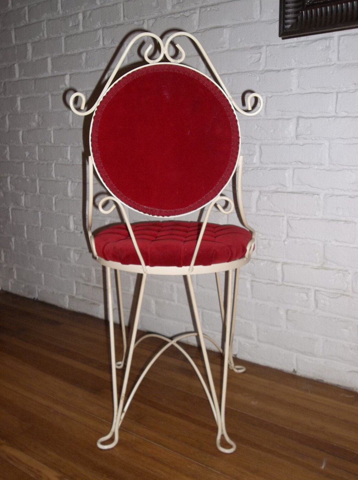 Vintage Scrolled Wrought Iron Vanity Chair Parlor Seat with a Etsy