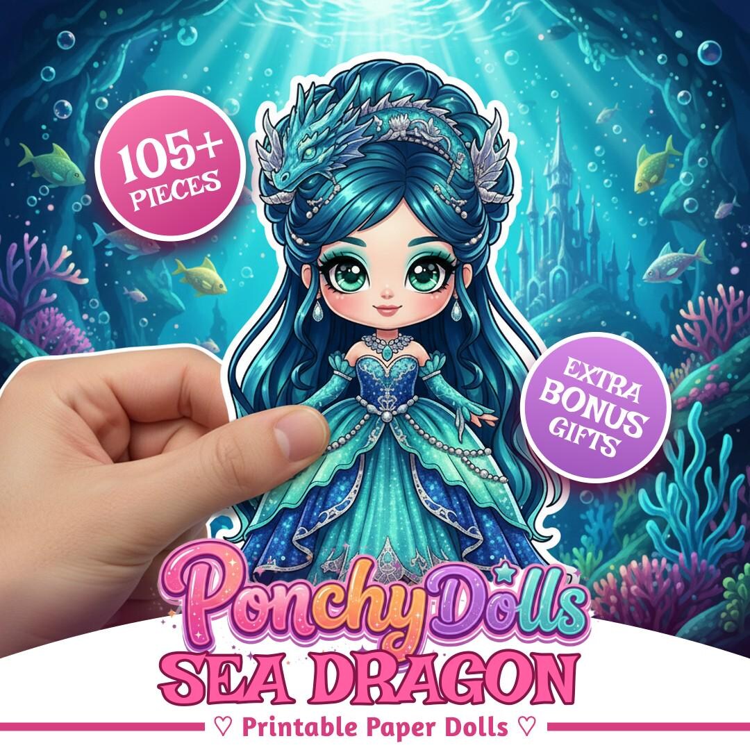 Printable Sea Dragon Paper Dolls Bundle | Fantasy Craft Cut Outs ...