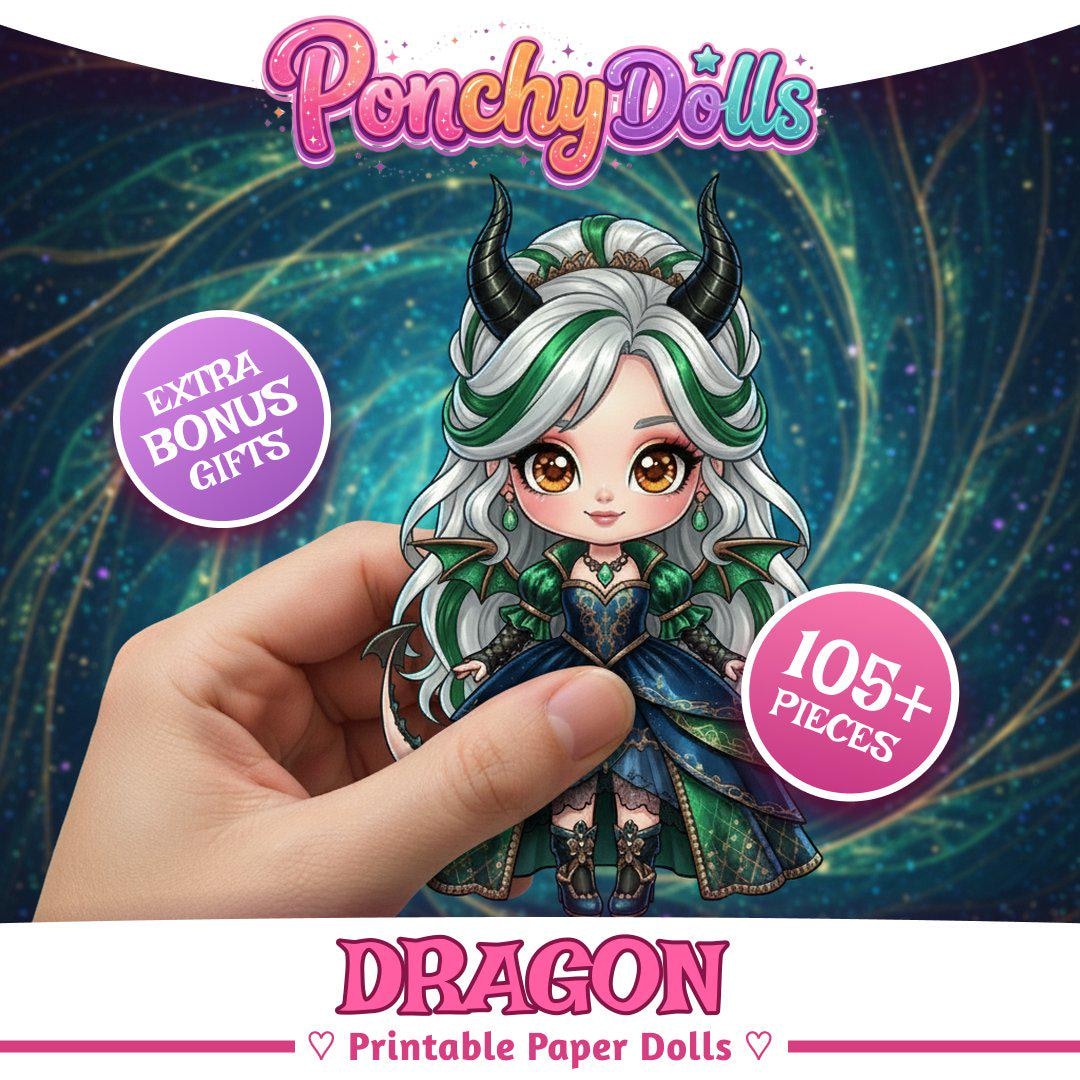 Printable Dragon Paper Doll Bundle | Fantasy Creature Cut Outs | Kids ...