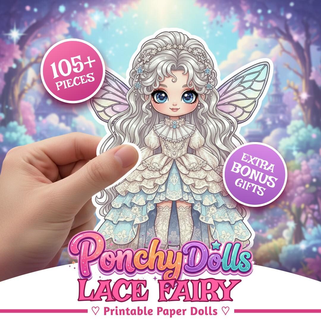 Lace Fairy Printable Paper Dolls Cut Outs | Whimsical Craft Activity ...