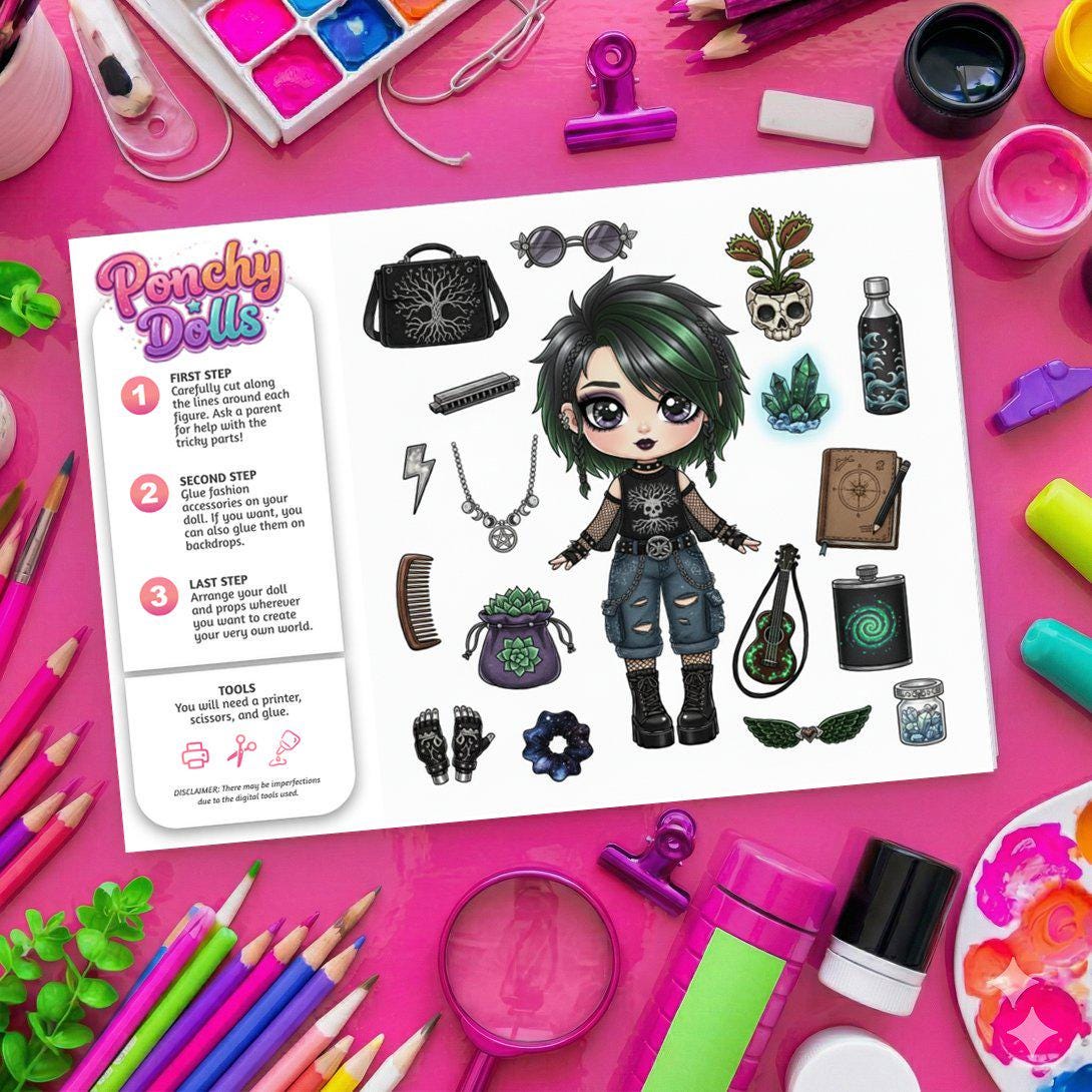 Emo Earth Printable Paper Doll Bundle | Digital Cut Outs Craft - Etsy