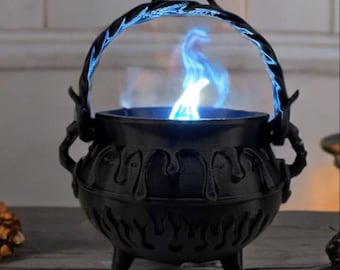 Portavelas LED con forma de caldero de bruja de Halloween