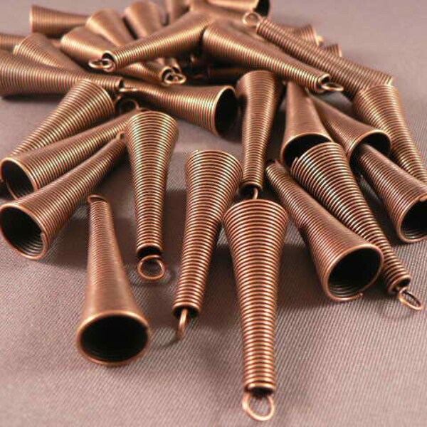 30 Decorative copper cones 1 5/8 x 6/8 inches Bead Caps Bead Cones Earring Findings