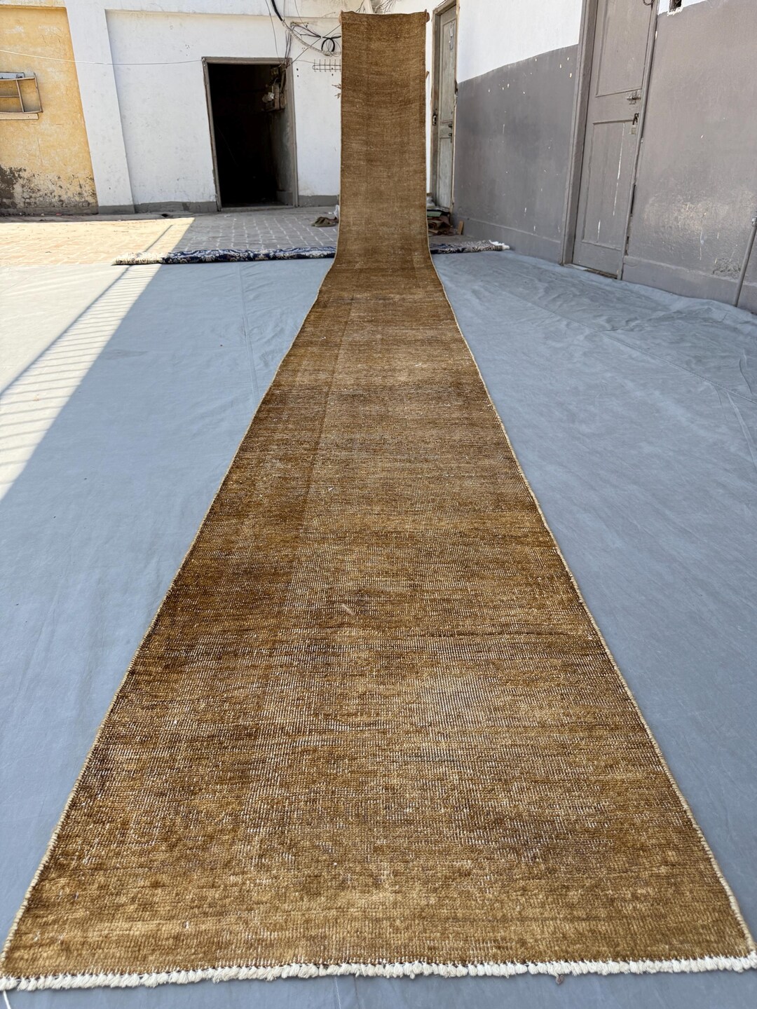 14x25 Long Runner Rug 26 Ft Extra Long Runner Rug 1940s Antique Rug Distress Terracotta ...