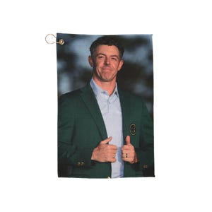 Rory McIlroy Masters Champion Green Jacket Golf Towel, Microfiber Waffle Weave Absorbent Towel with Clip & Grommet, Golf Accessory for Clubs