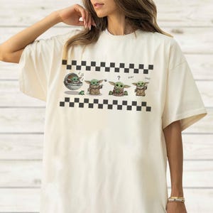 Retro Star Wars Grogu Shirt, Cute Baby Yoda Tee, Mandalorian Women Top, Disney World Gift, Disneyland Shirt For Family Her Him