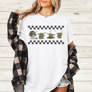 Retro Star Wars Grogu Shirt, Cute Baby Yoda Tee, Mandalorian Women Top, Disney World Gift, Disneyland Shirt For Family Her Him