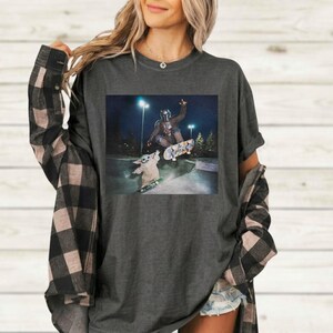 Vintage Star Wars The Mandalorian And Baby Yoda Shirt, Grogu Shirt, 90s Style Star Wars Shirt, Star Wars Skateboarding Tee, Disney Top