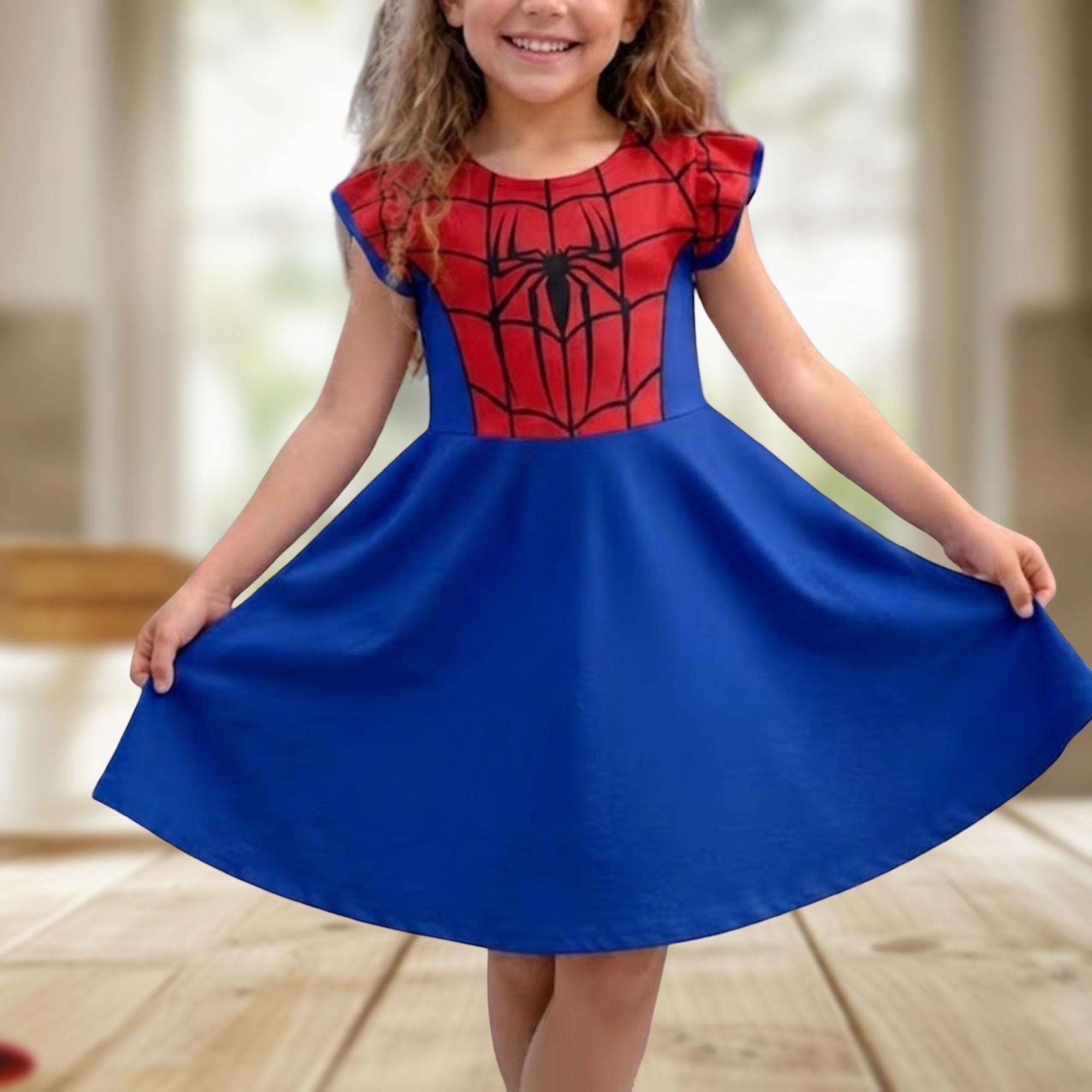 Spider-Man Girl Tunic Tank Kleid Blau – Offiziell Lizenziertes Marvel-Kostüm Für Kinder (Medium)