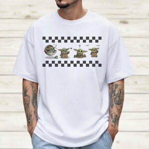 Retro Star Wars Grogu Shirt, Cute Baby Yoda Tee, Mandalorian Women Top, Disney World Gift, Disneyland Shirt For Family Her Him