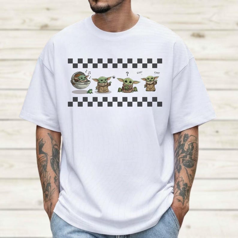 Retro Star Wars Grogu Shirt, Cute Baby Yoda Tee, Mandalorian Women Top, Disney World Gift, Disneyland Shirt For Family Her Him