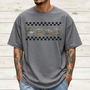 Retro Star Wars Grogu Shirt, Cute Baby Yoda Tee, Mandalorian Women Top, Disney World Gift, Disneyland Shirt For Family Her Him