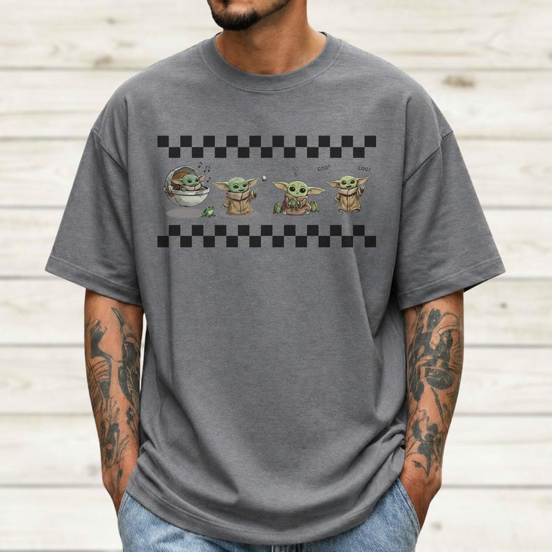 Retro Star Wars Grogu Shirt, Cute Baby Yoda Tee, Mandalorian Women Top, Disney World Gift, Disneyland Shirt For Family Her Him