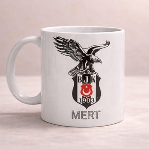Besiktas Personalized Mug with Name – BJK Fan Gift – Football Fan Ceramic Mug – Sublimation Mug – Dishwasher Safe