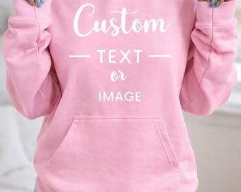 Custom Name Number Text Image Hoodie, Personalized Streetwear Sweatshirt