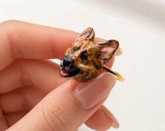 Custom Pet Ring – Handmade Pet Portrait Ring from Your Photo