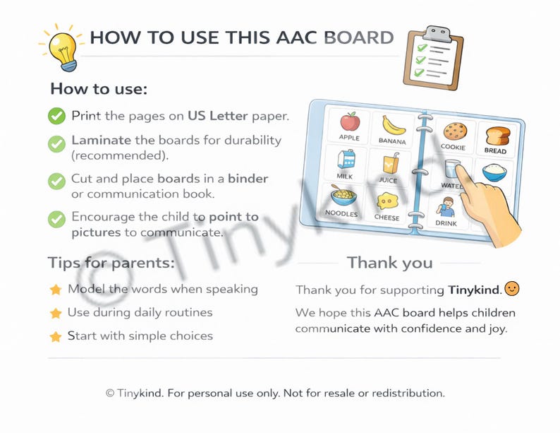 AAC Communication Board Printable | Speech Therapy Visual Aid | Toddler ...