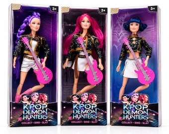 Kpop Demon Hunters Dolls Set: Rumi, Mira, Zoey Anime Style Collectible Plush Toy Korean Pop Star Collectible toys