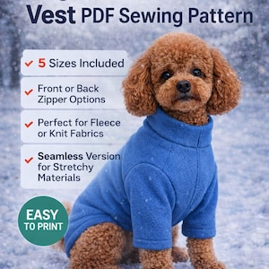 Modello per cucire un gilet e un maglione in pile per cani (PDF)