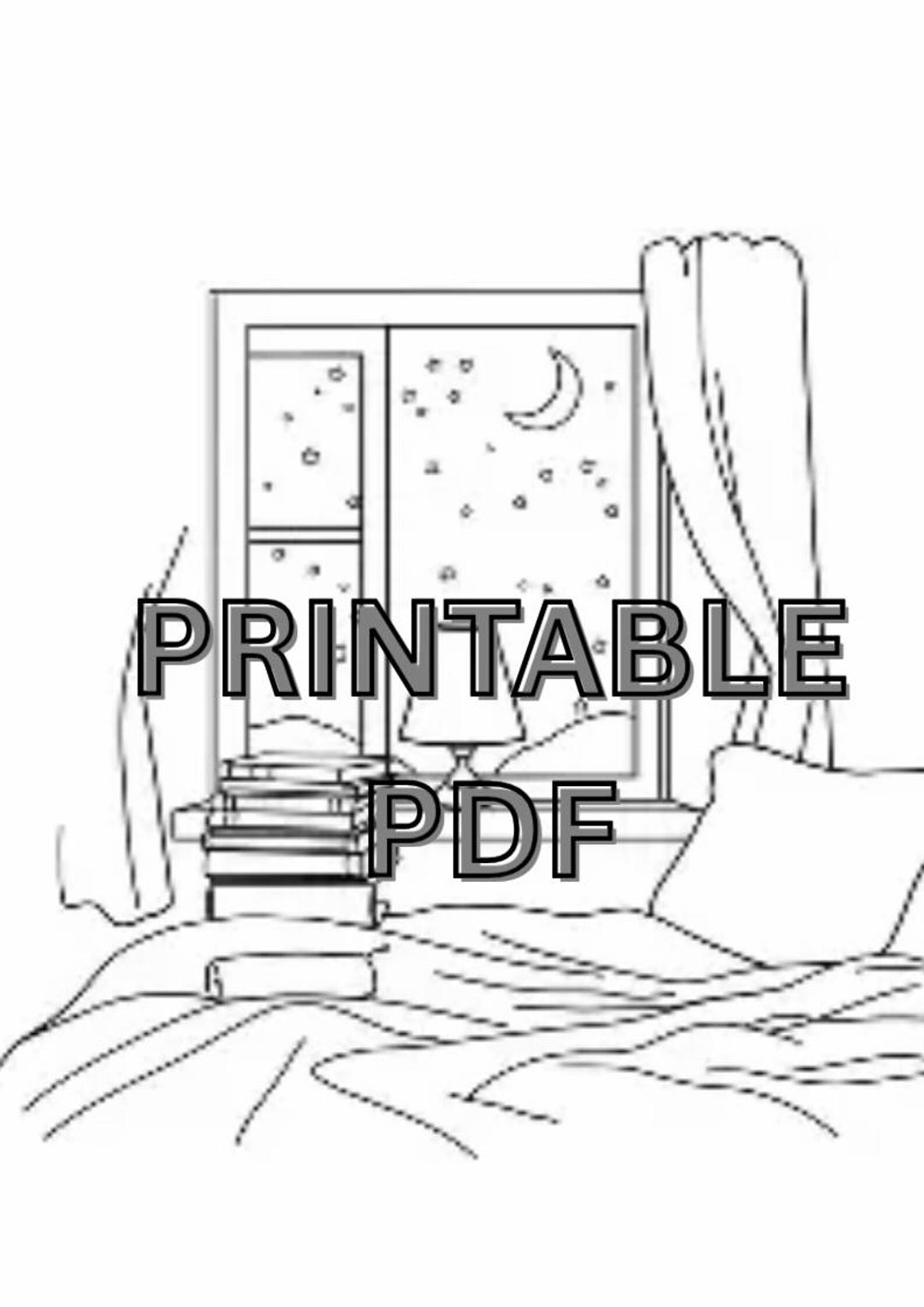 Evening Routine Coloring Cozy Night Routine Coloring Page | Relaxing Evening Self-care (PDF ...