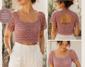 Crochet Crop Top Pattern PDF, Beginner Crochet Summer Top, Boho Lace Shirt Tutorial, Women’s Crochet Top Pattern, Instant Download