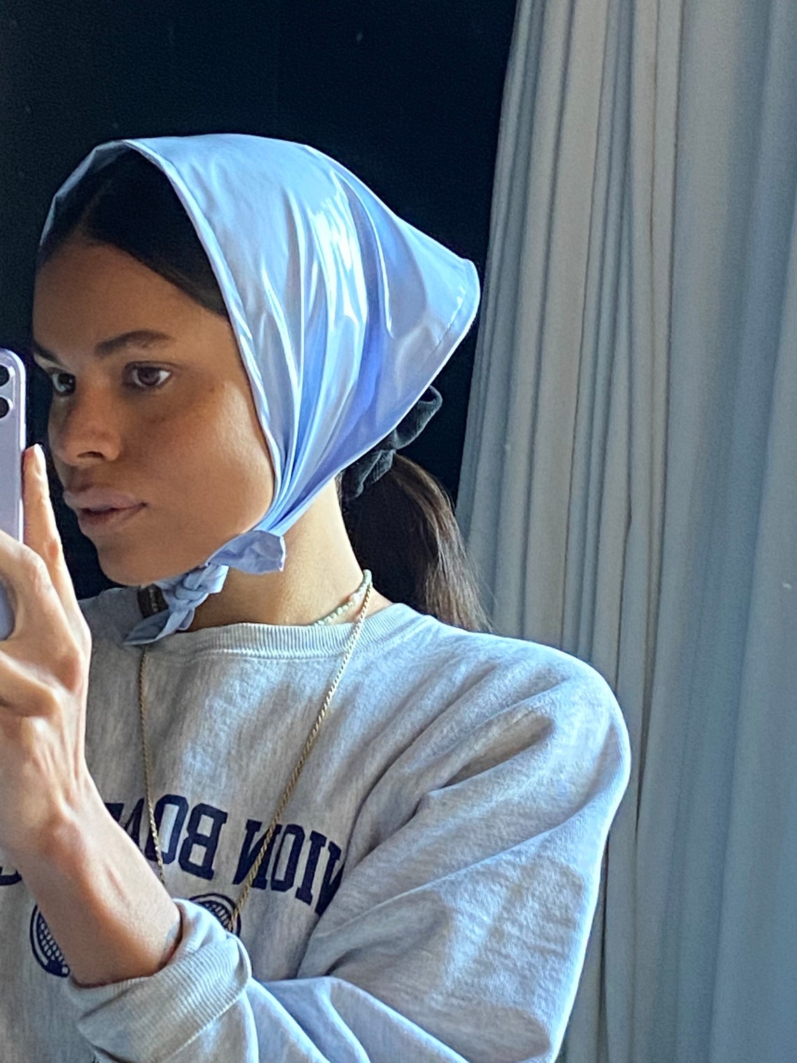 Rain Hood Headscarf Ladies in PVC Light Powder Baby Blue Etsy