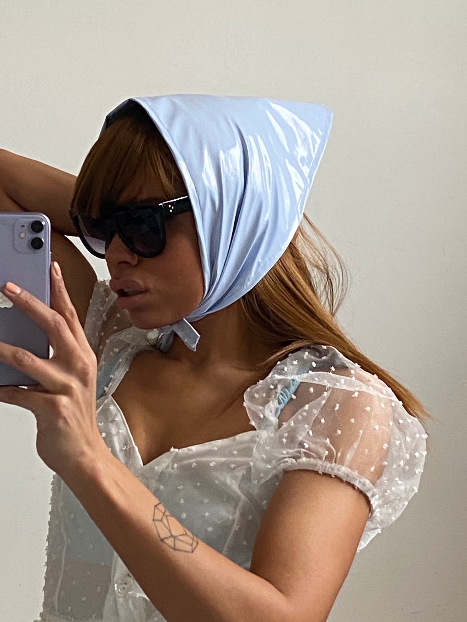 Rain Hood Headscarf Ladies in PVC Light Powder Baby Blue Etsy