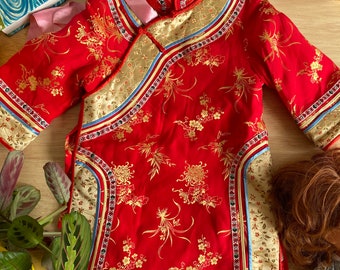 3-4 Years Kids Childrens Jacket Silk Chinese Coat Dress Occasion Wedding suit Vintage Unisex